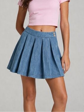 Tommy Hilfiger Denim Pleated Skirt